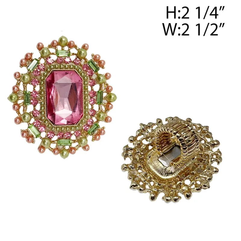 GOLD PINK GREEN PEARL CLEAR STONE RING ( 77 GPL ) sold by Oh My Jewelry