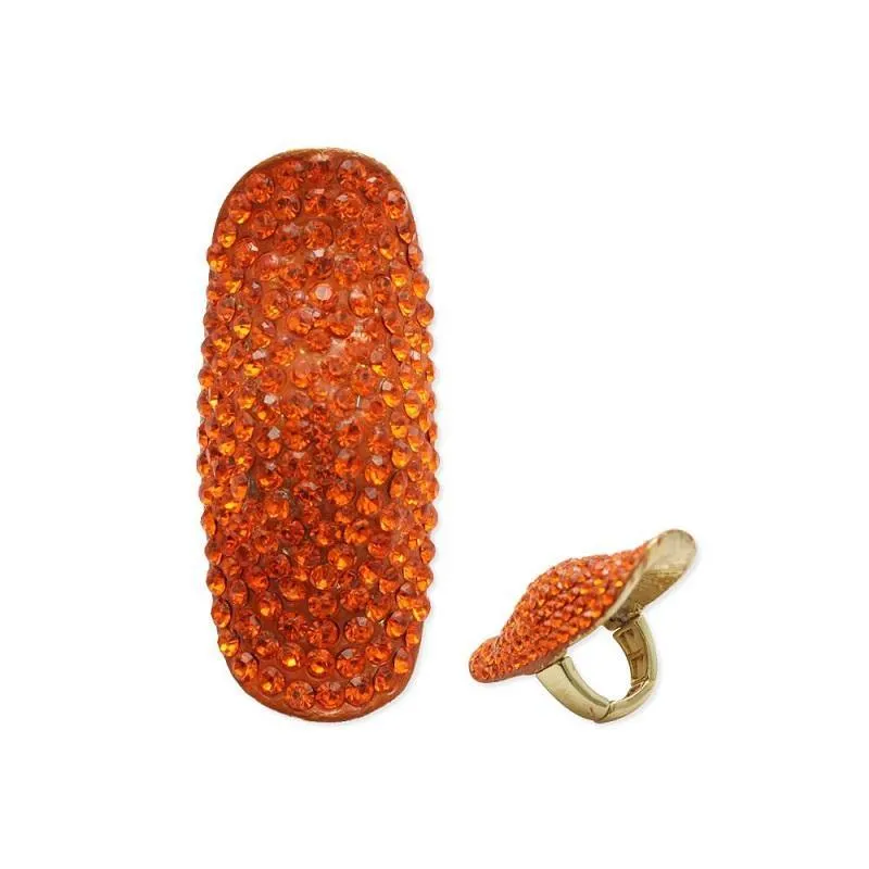 Orange Rhinestone Stretch Ring with Gold Accents ( 150 GOR ) sold by Oh My Jewelry