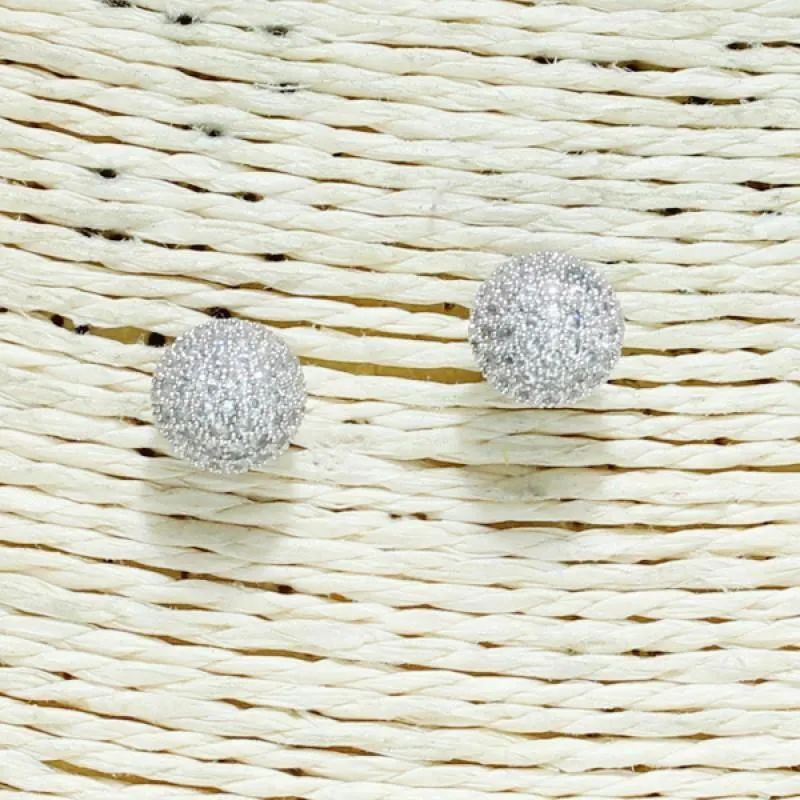 SILVER CUBIC ZIRCONIA CZ BALL STUD EARRINGS ( 0135 ) made by Oh My Jewelry