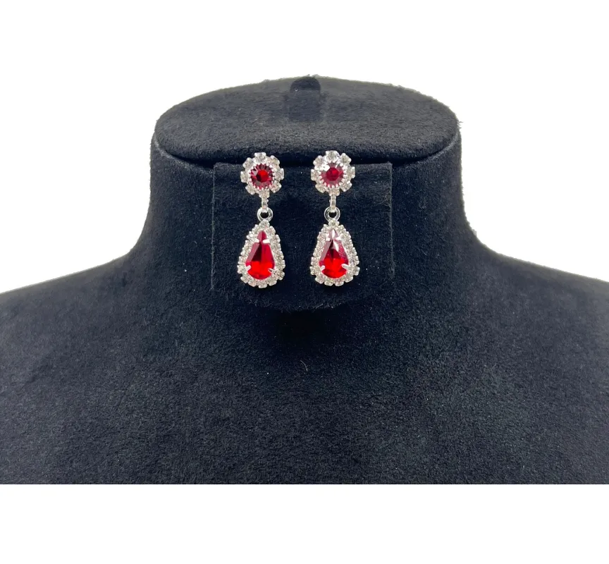 SILVER EARRINGS RED STONES ( 0564P 1R ) sold by Oh My Jewelry