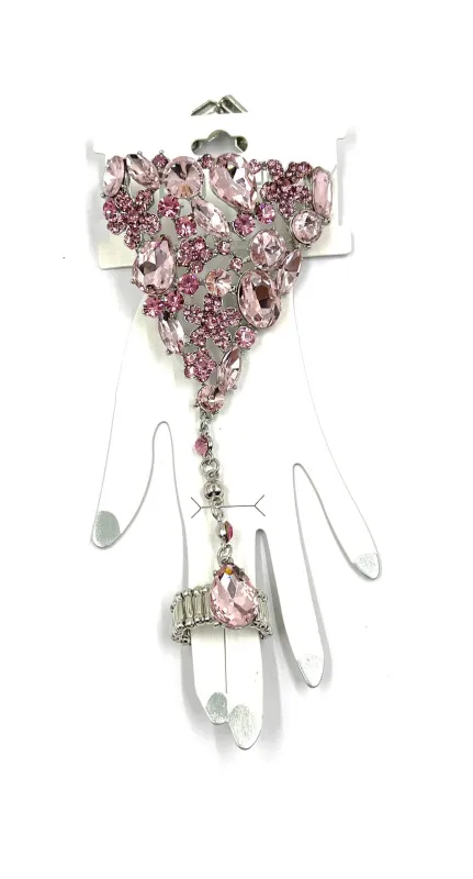 SILVER STRETCH BRACELET STRETCH RING COMBO PINK STONES ( 0167 3P ) sold by Oh My Jewelry