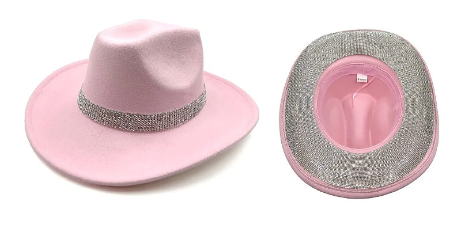 PINK COWBOY HAT CLEAR STONES ( 0696 PKCL ) sold by Oh My Jewelry