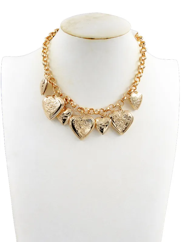 GOLD NECKLACE HEART CHARMS ( 244407 GNK ) sold by Oh My Jewelry
