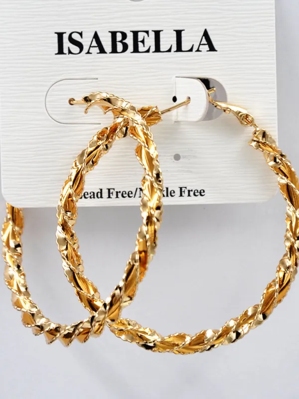 LARGE GOLD HOOP EARRINGS ( 2505 GL ) sold by Oh My Jewelry