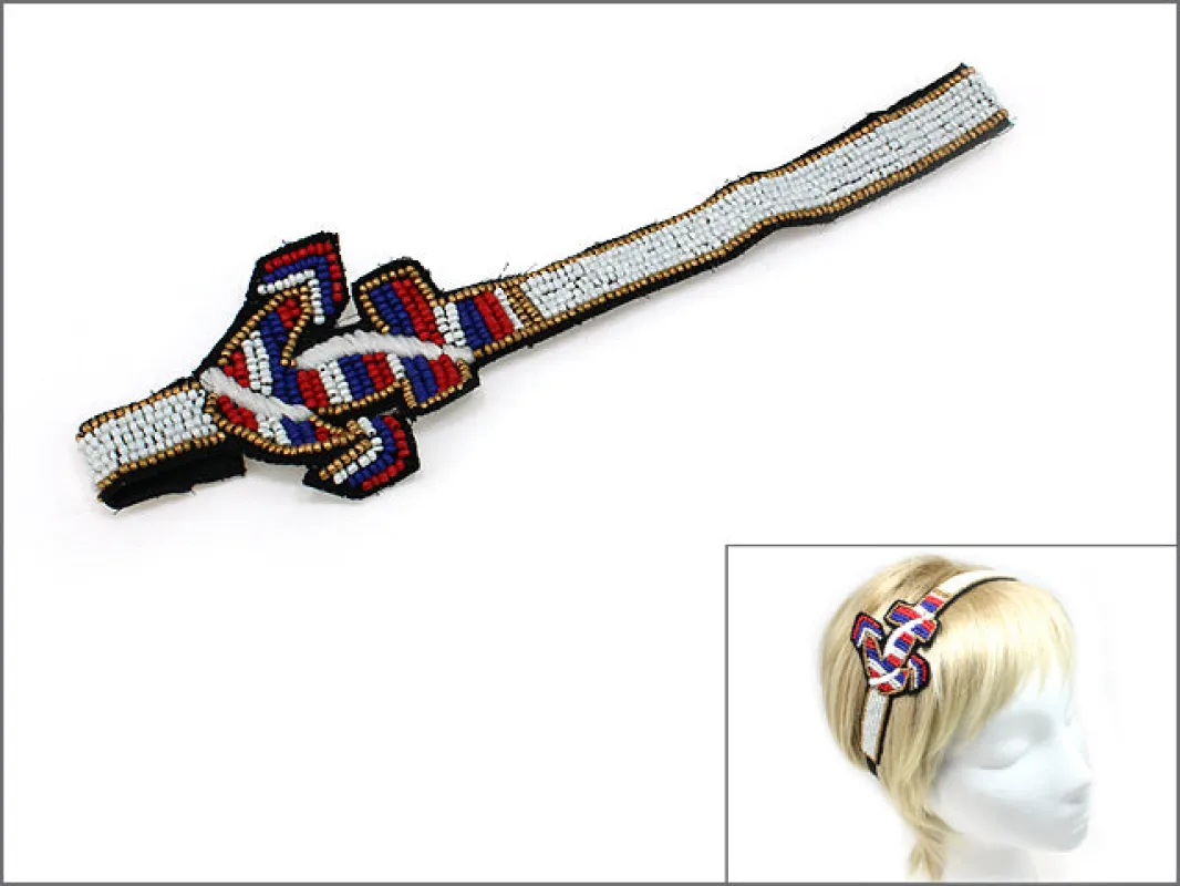 MULTICOLOR BEAD HEADBAND ( 0271 GLWHT ) sold by Oh My Jewelry