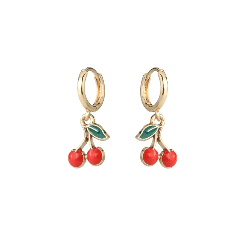 CHERRY HUGGIE HOOP EARRINGS ( 28875 LSIG ) sold by Oh My Jewelry