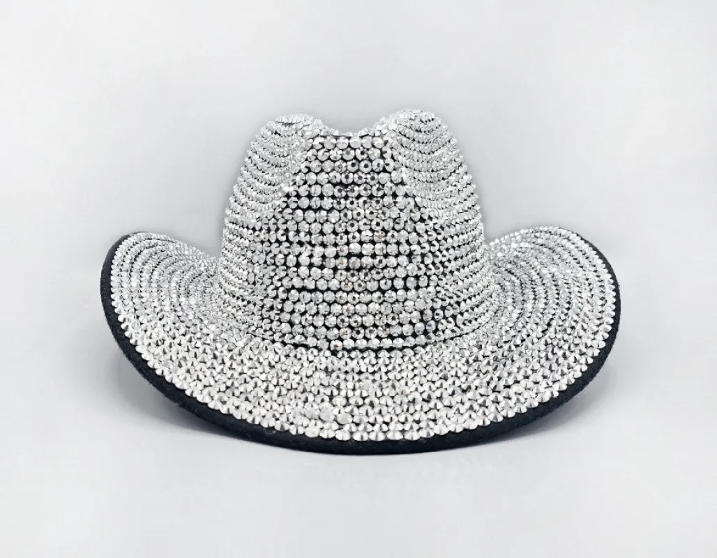 BLACK COWBOY HAT SILVER SEQUINS ( 1007 BK ) sold by Oh My Jewelry