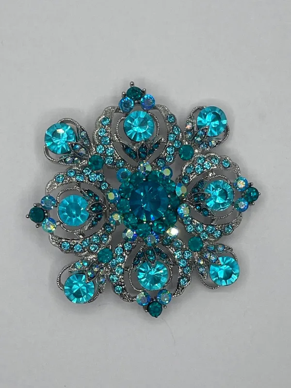 SILVER AQUA Brooch ( 06491 AQUA ) made by Oh My Jewelry