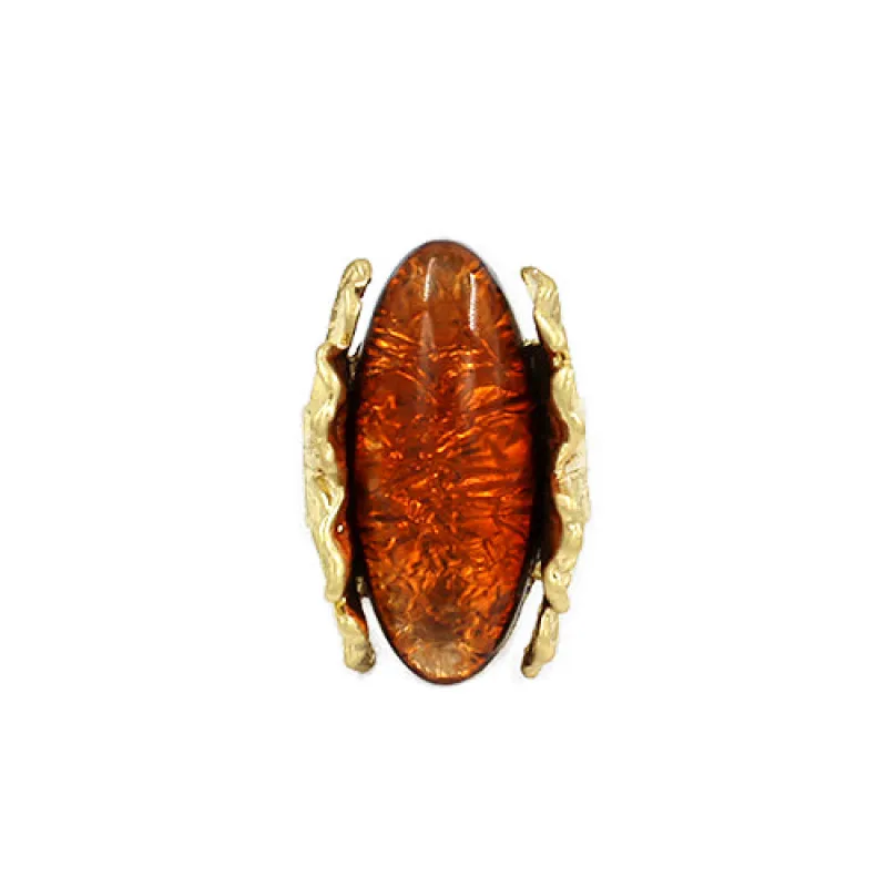 GOLD OVAL STRETCH RING BROWN STONE ( 2095 GDBR ) sold by Oh My Jewelry