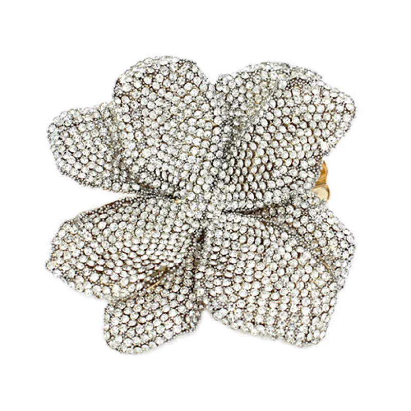 SLIVER CLEAR FLOWER BROOCH ( 2047 SCLR ) sold by Oh My Jewelry