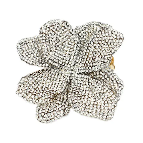 SLIVER CLEAR FLOWER BROOCH ( 2047 SCLR ) sold by Oh My Jewelry
