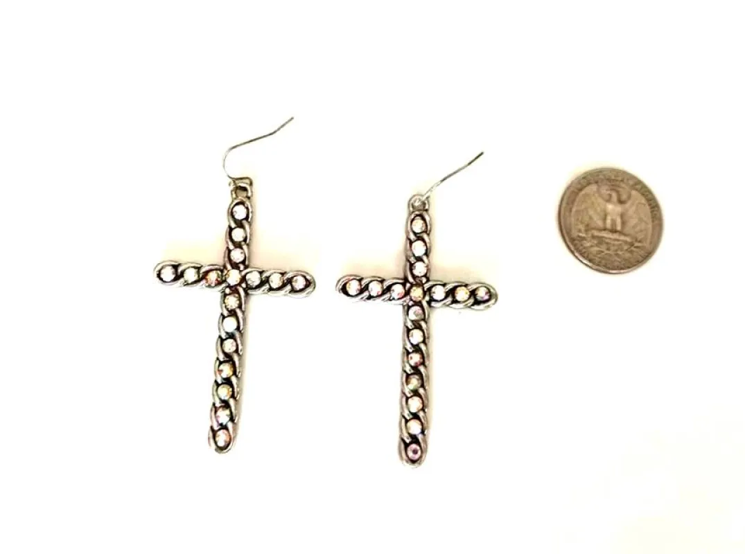 SILVER CROSS EARRINGS ( 1681 SBAB ) sold by Oh My Jewelry