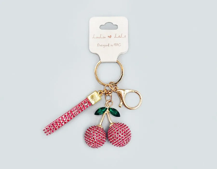 RED STONE CHERRY KEYCHAIN ( 1732 RD ) sold by Oh My Jewelry