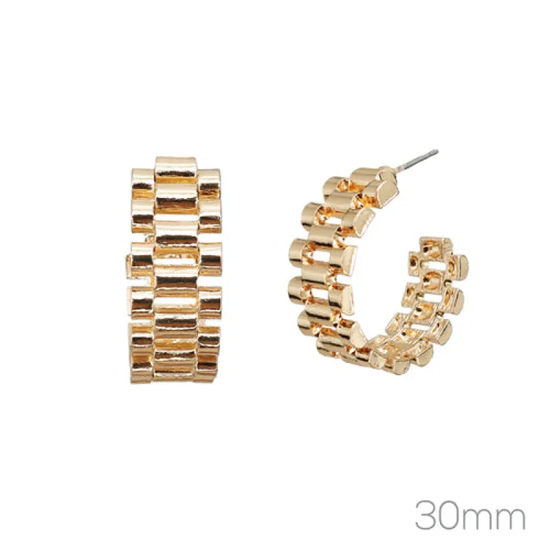 GOLD HOOP EARRINGS ( 28767 G ) sold by Oh My Jewelry
