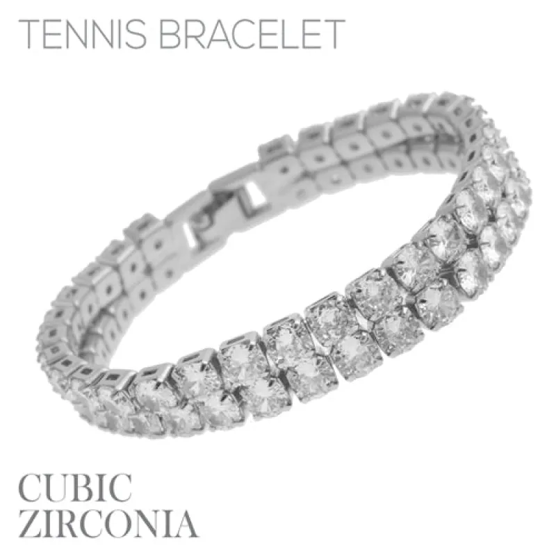 SILVER TENNIS BRACELET CLEAR CZ STONES ( 84292 CRR ) sold by Oh My Jewelry