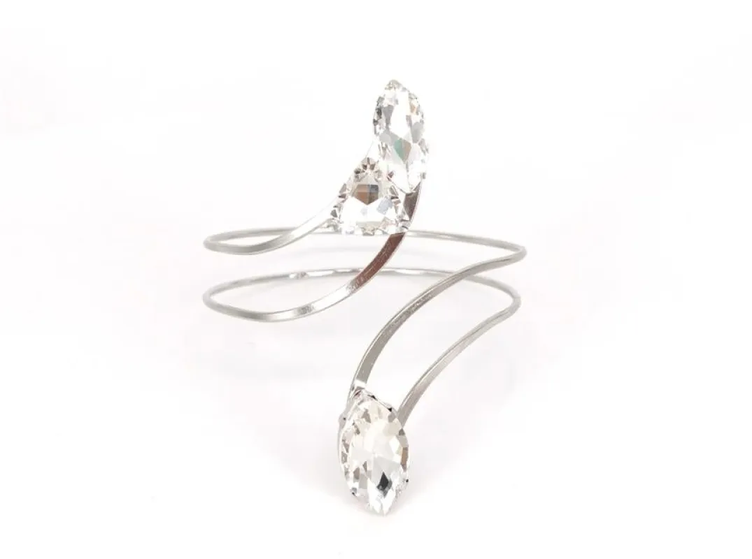 SILVER ARM CUFF CLEAR STONE ( 1766 RHCL ) sold by Oh My Jewelry