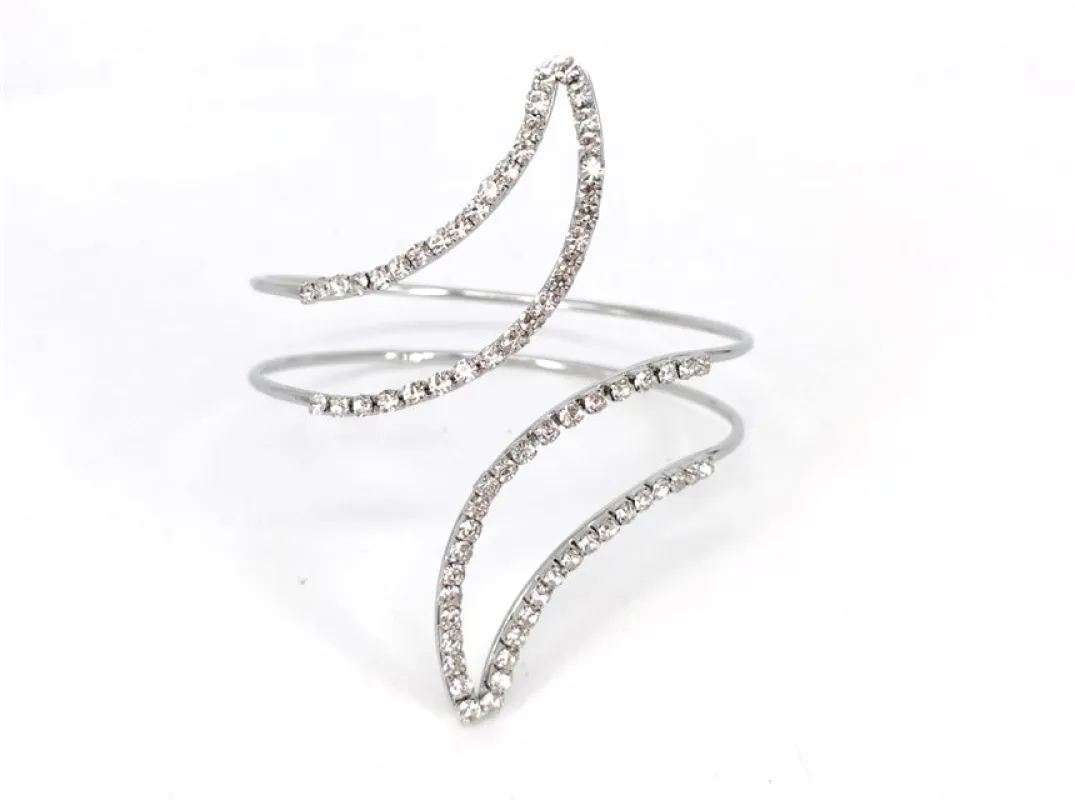 SILVER ARM CUFF BANGLE CLEAR STONES ( 1779 RH ) sold by Oh My Jewelry