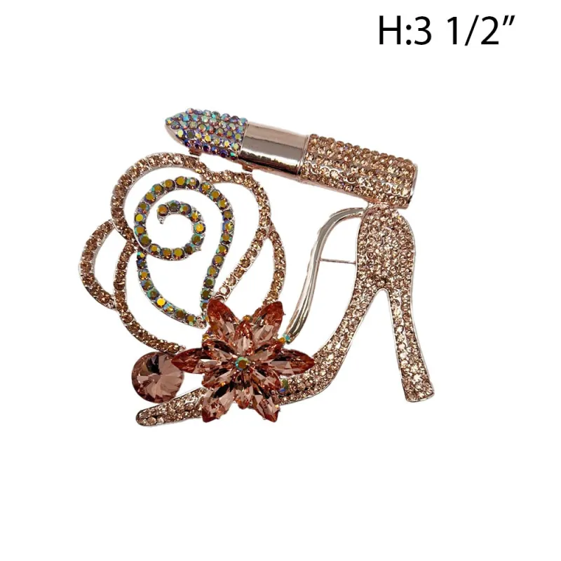 ROSE GOLD SHOE BROOCH PEACH STONES ( 5851 RGPH ) sold by Oh My Jewelry