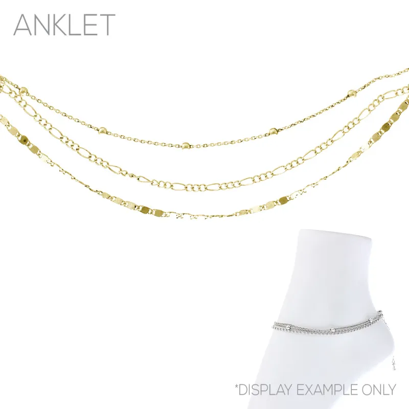 3 LINE GOLD ANKLET ( 83556 AWG ) sold by Oh My Jewelry