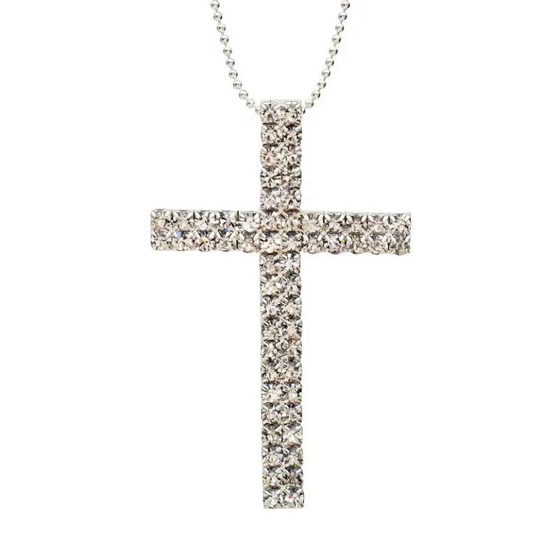 SILVER NECKLACE CROSS PENDANT CLEAR STONES ( 11315 ) sold by Oh My Jewelry