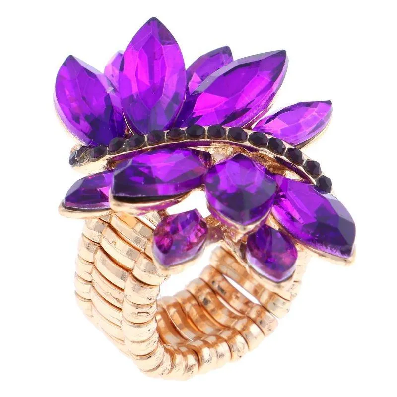 GOLD STRETCH RING WITH PURPLE RHINESTONES ( 70 GPU ) sold by Oh My Jewelry