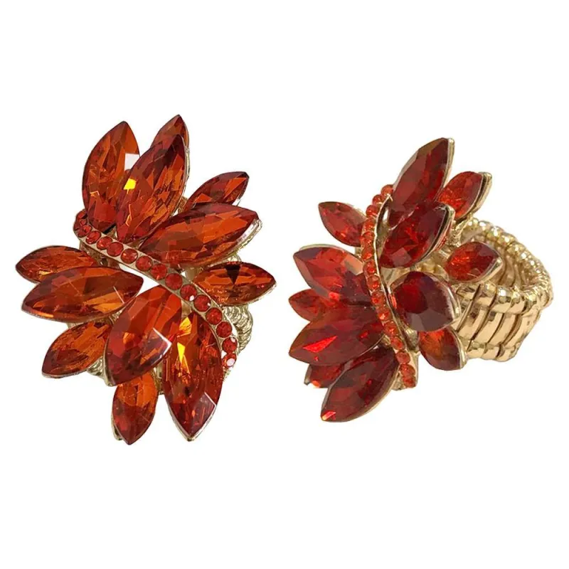 GOLD STRETCH RING WITH ORANGE RHINESTONES ( 70 GOR ) sold by Oh My Jewelry