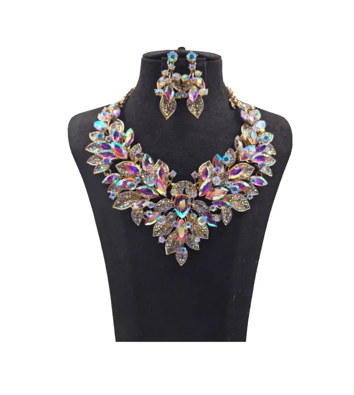 GOLD AB NECKLACE SET ( 0178 2X ) sold by Oh My Jewelry