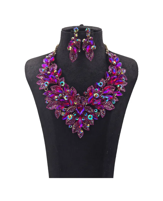 GOLD PURPLE AB NECKLACE SET ( 0178 2PUX ) sold by Oh My Jewelry