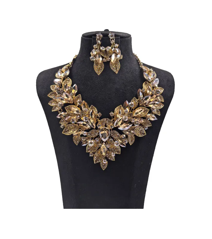 GOLD TOPAZ NECKLACE SET ( 0178 2LT ) sold by Oh My Jewelry