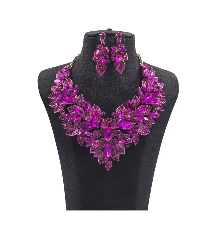 GOLD FUCHSIA NECKLACE SET ( 0178 2F ) sold by Oh My Jewelry