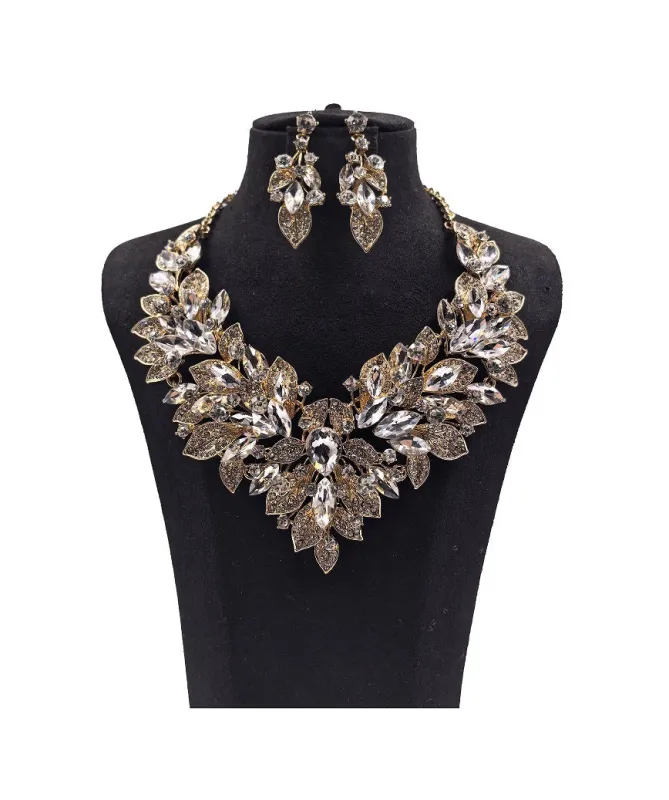 GOLD CLEAR NECKLACE SET ( 0178 2C ) sold by Oh My Jewelry