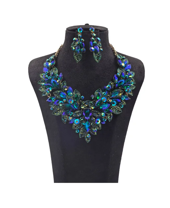 GOLD BLUE AB NECKLACE SET ( 0178 2BLX ) sold by Oh My Jewelry