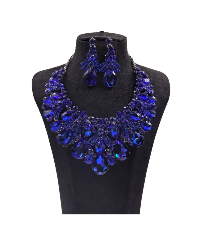 SILVER BLUE NECKLACE SET ( 0176 3S ) sold by Oh My Jewelry