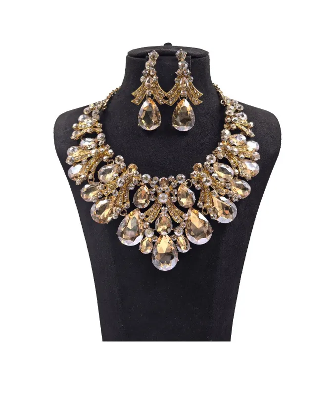 GOLD TOPAZ NECKLACE SET ( 0176 2LT ) sold by Oh My Jewelry