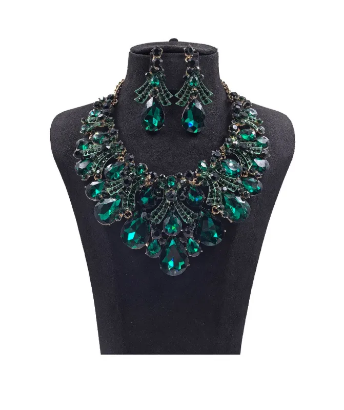 GOLD GREEN NECKLACE SET ( 0176 2G ) sold by Oh My Jewelry