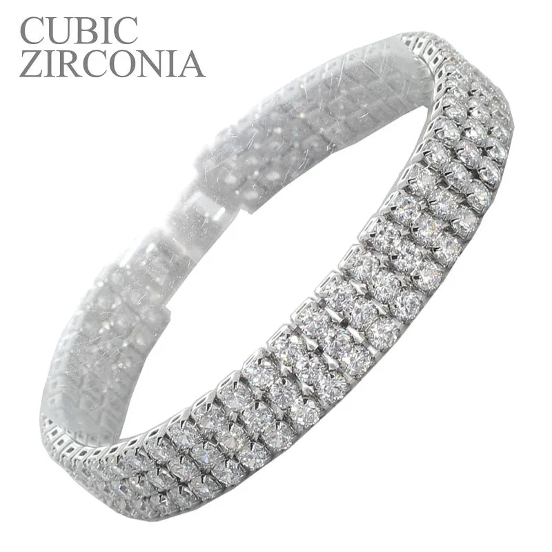 SILVER BRACELET 3 LINE CLEAR CZ CUBIC ZIRCONIA STONES ( 83037 CRS ) sold by Oh My Jewelry