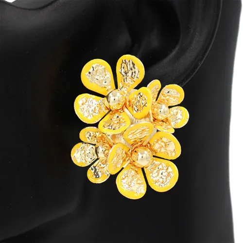 GOLD YELLOW FLOWER EARRINGS ( 2824 YW ) sold by Oh My Jewelry