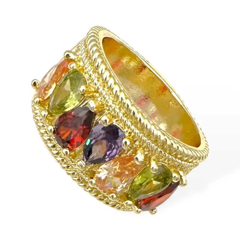 GOLD RING MULTI COLOR STONES SIZE 7 ( 2150 GDM7 ) sold by Oh My Jewelry