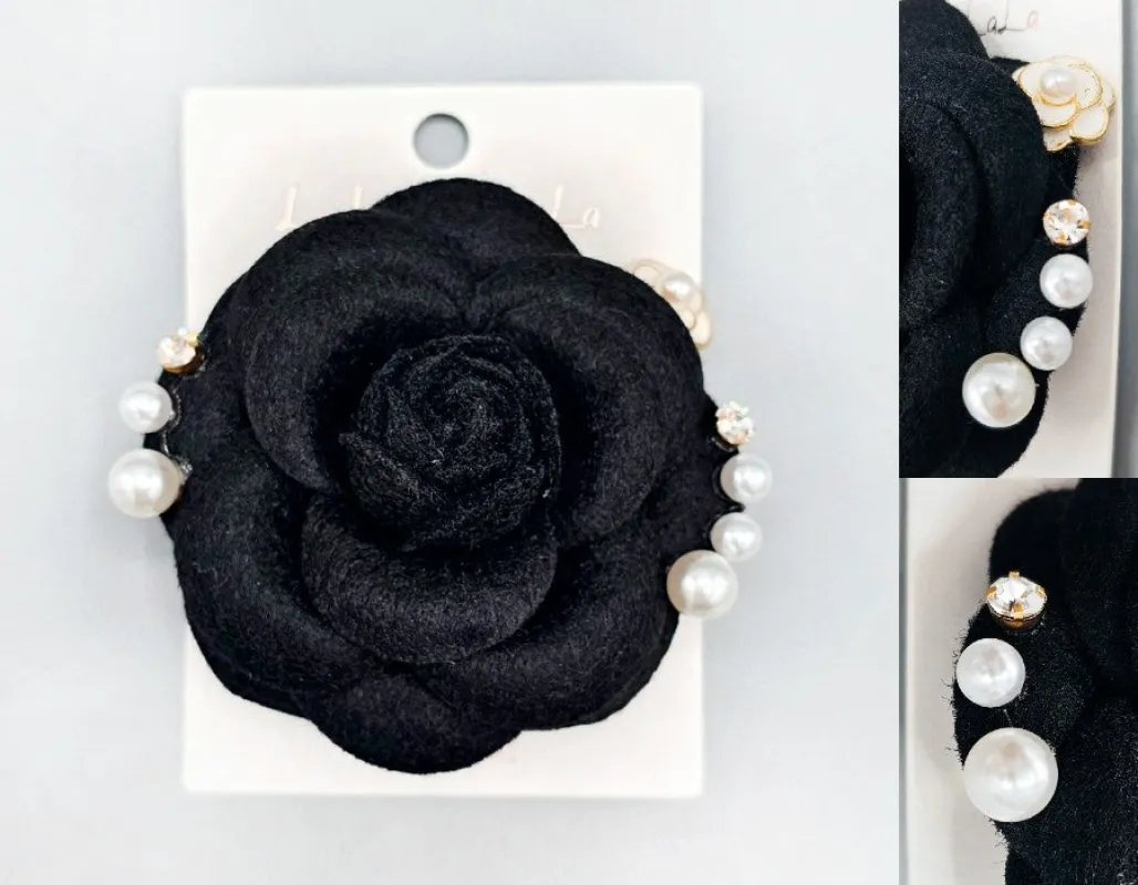 BLACK FLOWER BROOCH ( 1080 BK ) made by Oh My Jewelry