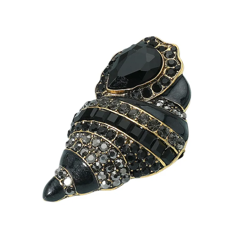 BLACK SEASHELL BROOCH ( 1084 BK ) made by Oh My Jewelry