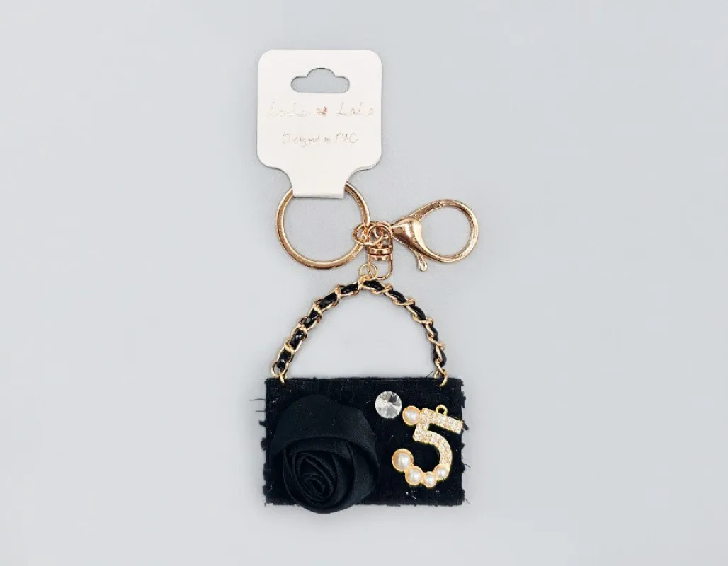 BLACK PURSE KEYCHAIN ( 1721 BK2 ) sold by Oh My Jewelry