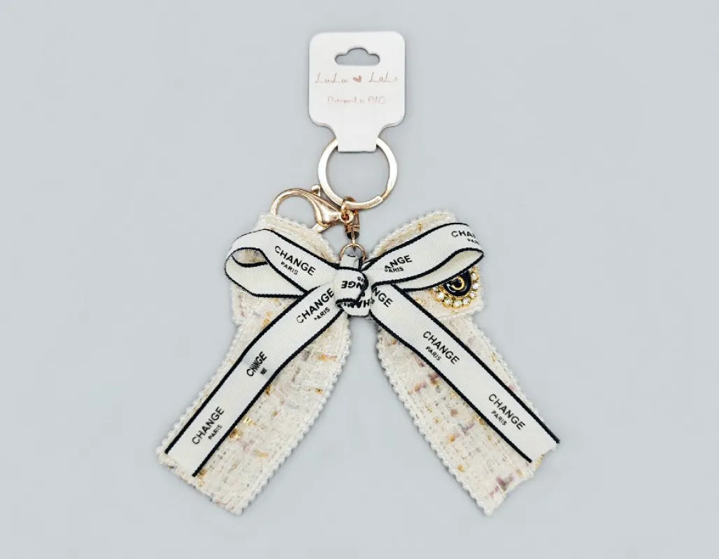 WHITE BOW KEYCHAIN ( 1725 WHT ) sold by Oh My Jewelry