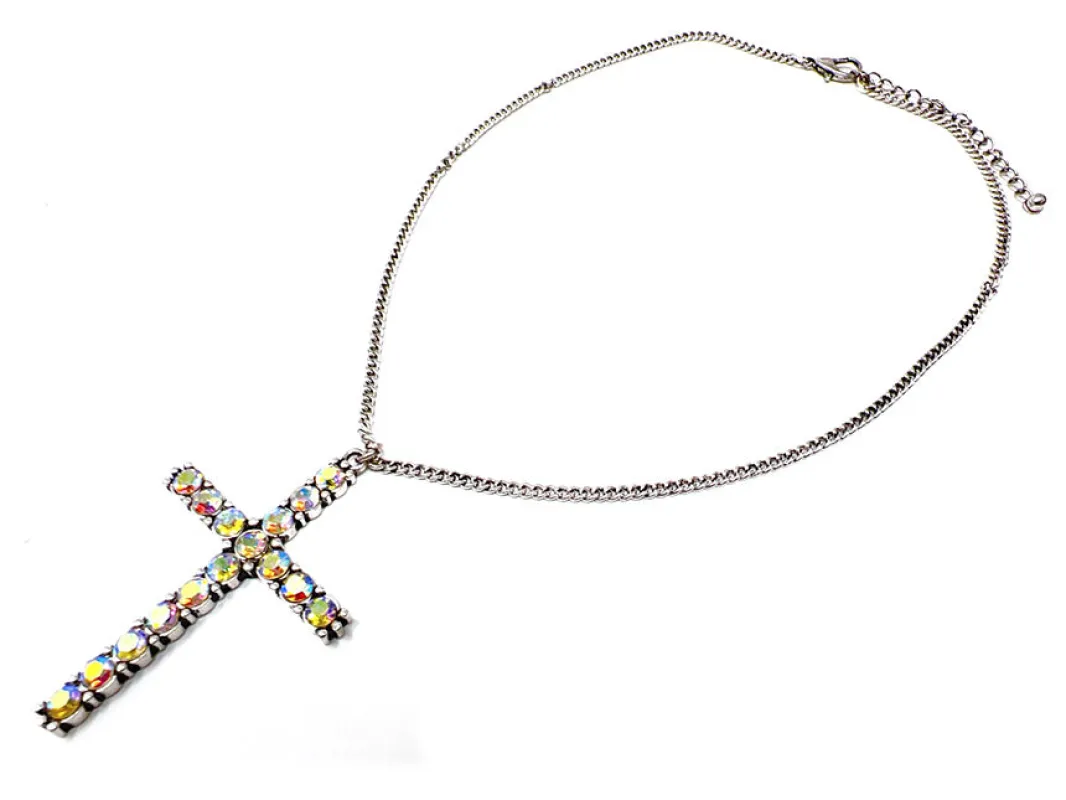 SILVER AB CROSS NECKLACE ( 7311 SBAB ) sold by Oh My Jewelry