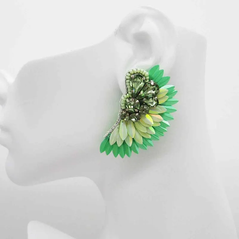 GREEN WING EARRINGS ( 0044 GREEN ) sold by Oh My Jewelry