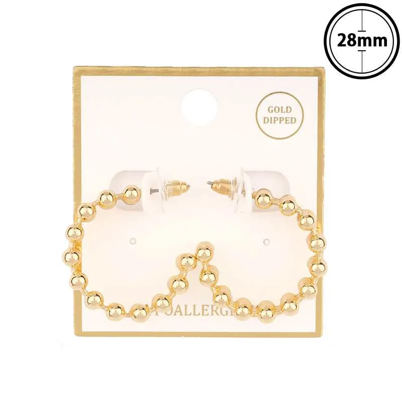METAL BALLCHAIN HOOP EARRINGS ( 7066 GD ) made by Oh My Jewelry