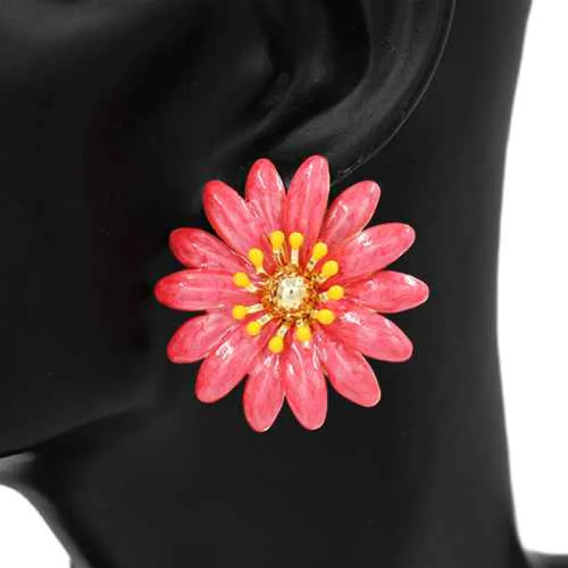 RED FLOWER EARRINGS ( 2825 RED ) sold by Oh My Jewelry