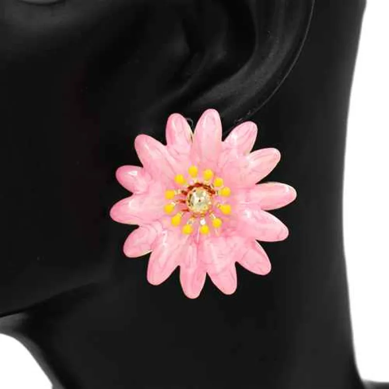 PINK FLOWER EARRINGS ( 2825 PK ) sold by Oh My Jewelry
