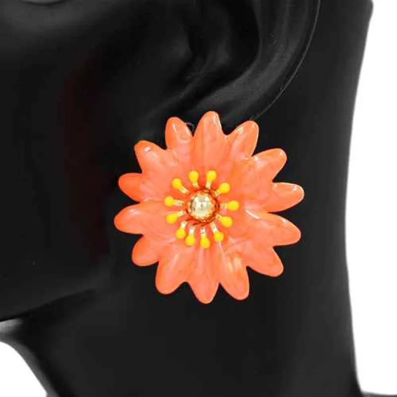 ORANGE FLOWER EARRINGS ( 2825 OR ) sold by Oh My Jewelry