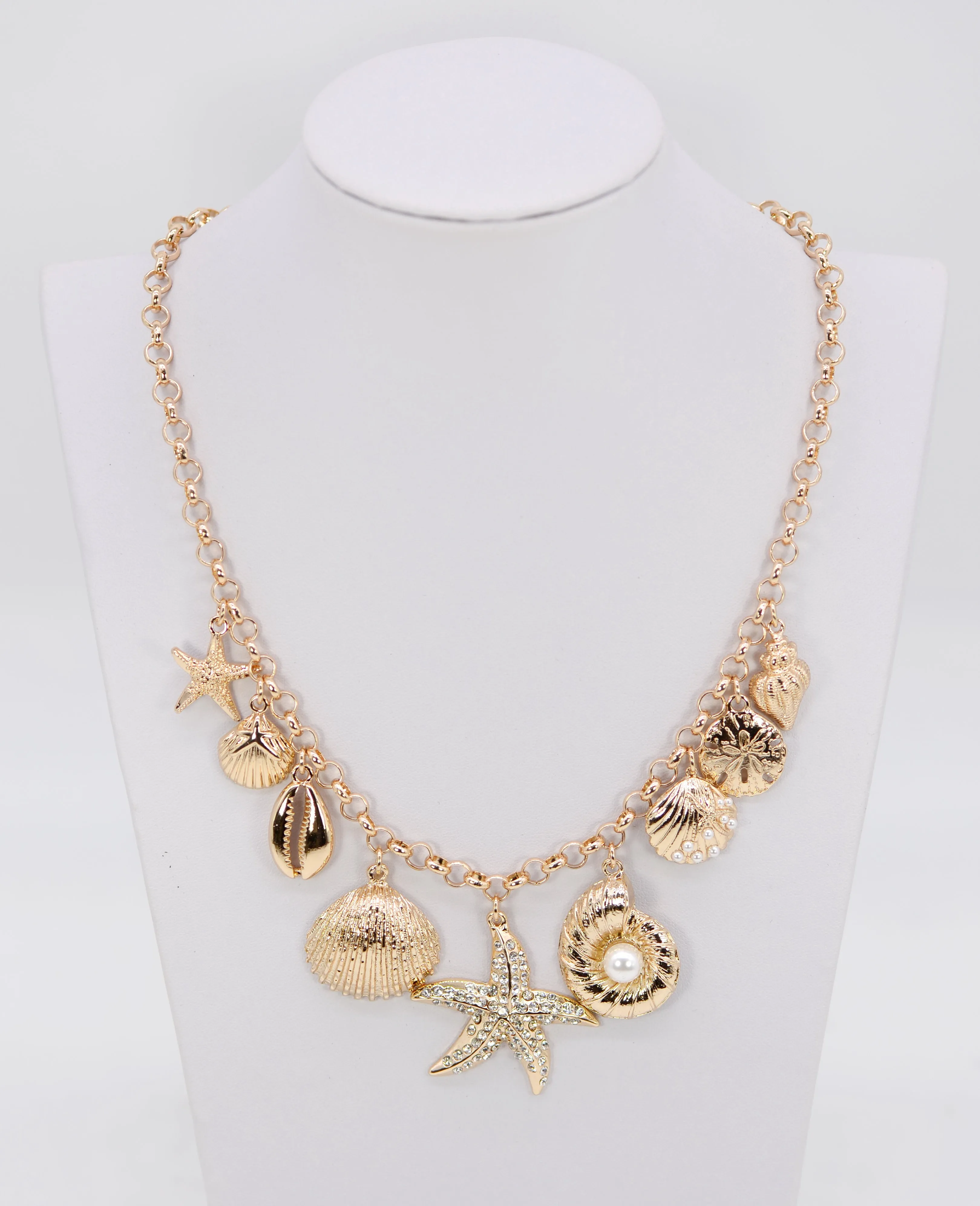 GOLD SEALIFE CHARM NECKLACE ( 1452 GLCRY ) sold by Oh My Jewelry