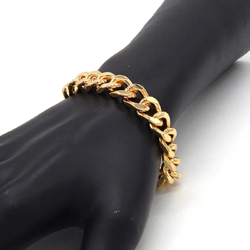 GOLD SQUARE SHAPE CHAIN BRACELET ( 2255 GD ) sold by Oh My Jewelry